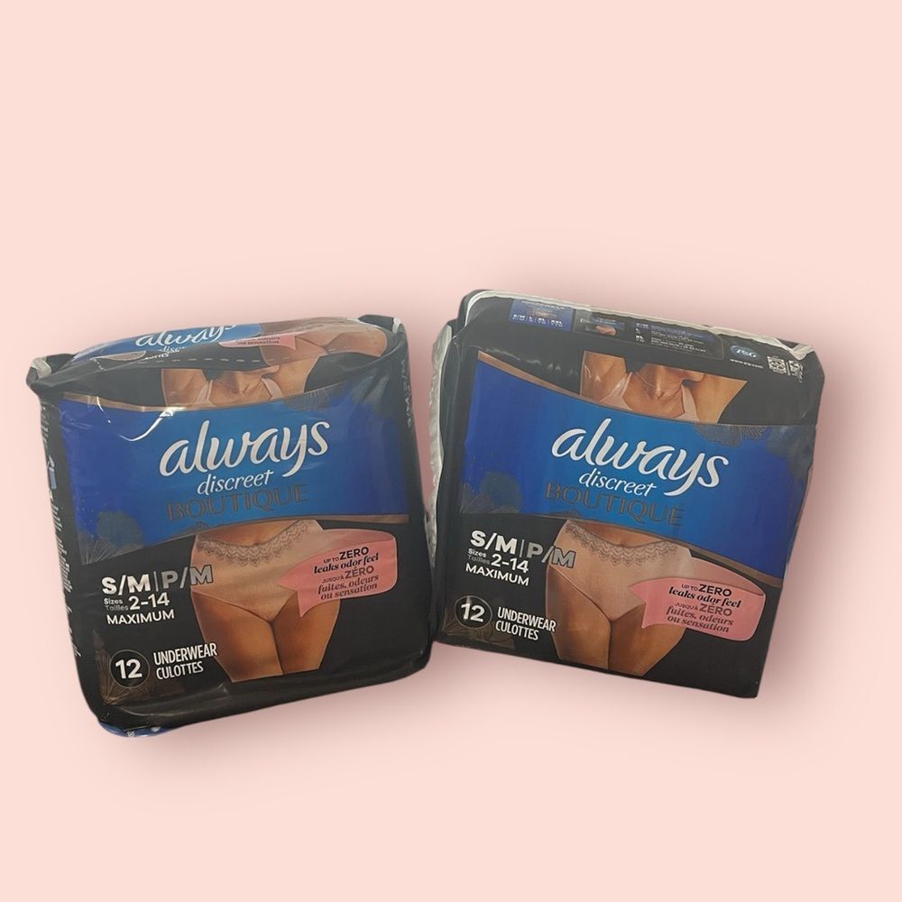 Always Discreet Boutique Adult Postpartum Incontinence Underwear Small Medium 24